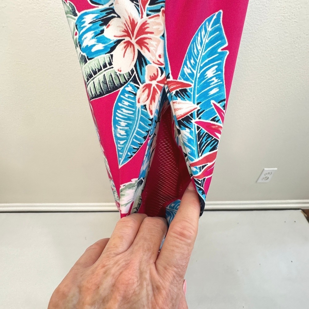 Tommy Bahama Golf Dress XL Tropical Floral Pink Zip Sleeveless Stretch Pockets - Picture 6 of 9